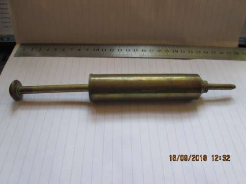 GENUINE OLD LARGE BRASS "SYRINGE" PLEASE LOOK!!!!!