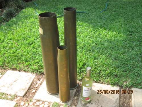 COLLECTION.. HUGE BRASS CANNON SHELLS..PLEASE SEE DESCRIPTION, IMAGES