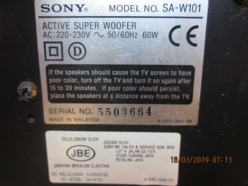 AMAZING SOUND...SONY SA-W101 POWERED SUB-WOOFER...PLEASE SEE