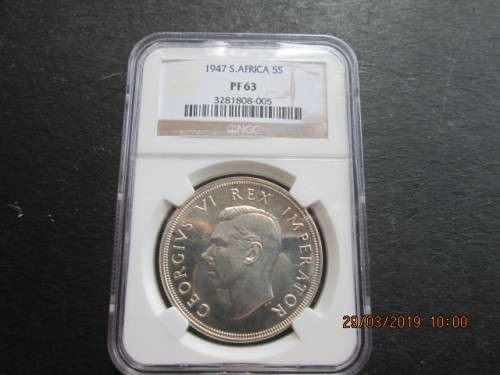 STUNNING PROOF.. 1947 NGC PF63 5 SHILLING/CROWN !!!!