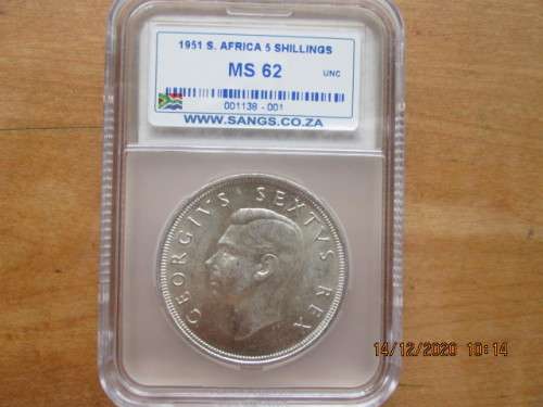 SUPER 1951 Graded MS62 SANGS SA Union 5 Shillings/Crown