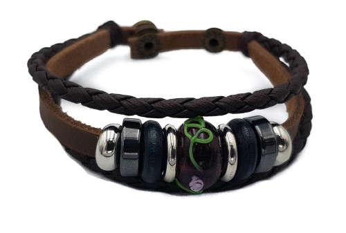 Handmade Leather Charm Adjustable Bracelet