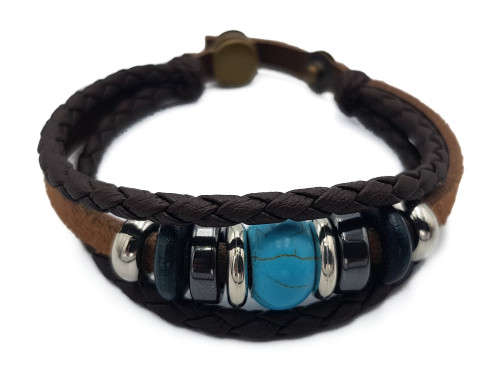 Handmade Leather Charm Adjustable Bracelet