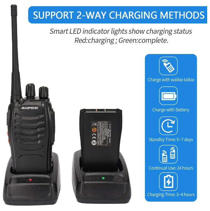2 PCS Two way radio, BF 888S Walkie Talkie UHF 400 470MHz Long Range 5W Handheld