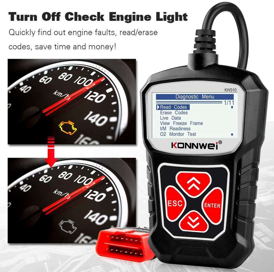 OBD-II Car Fault Detector Code Reader OBD Scanner Diagnostic Tool / Engine Diagnostic Tool / KW310