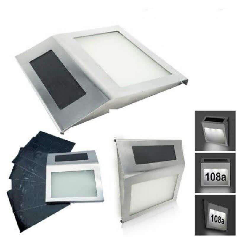 Solar Light House Number Display / Stainless Steel Solar Powered House Number Sign