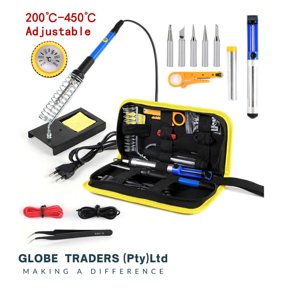 Soldering Iron Kit Electric 60W with Adjustable Temperature Welding Tool Solder Wire 15 in 1 kit