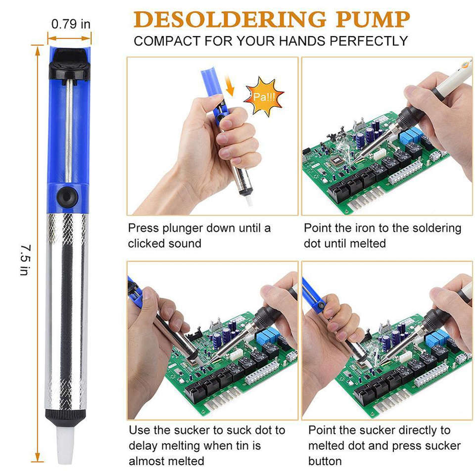 Soldering Iron Kit Electric 60W with Adjustable Temperature Welding Tool Solder Wire 15 in 1 kit