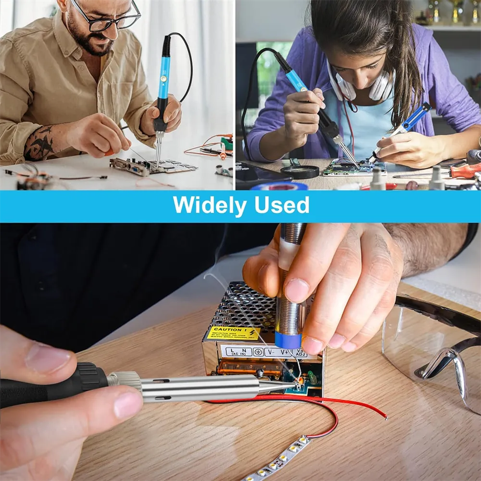 Soldering Iron Kit Electric 60W with Adjustable Temperature Welding Tool Solder Wire 15 in 1 kit
