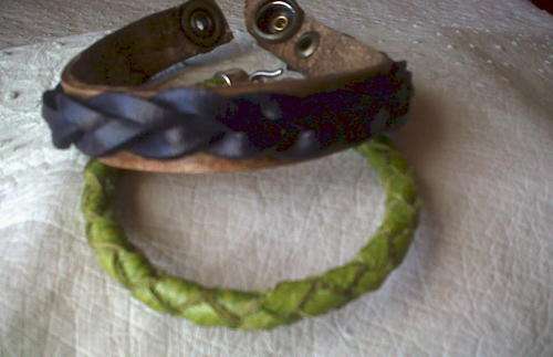 2 Leather Braided/Plaited Bangles