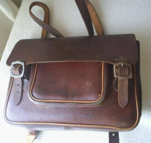 Very Old Dark Brown Leather Satchel