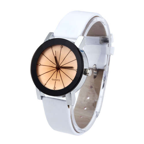 Men/Women's Simple Casual Style PU Leather Quartz Watch! (White)