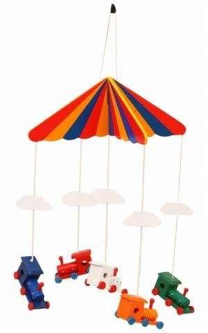 Wooden Hanging Cot Mobile (Trains / Bees/ Wild Animals / Space)