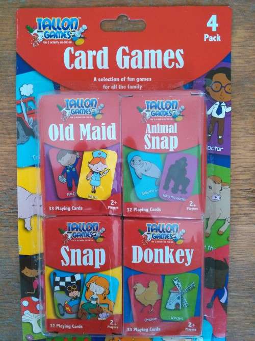 Snap, Old Maid, Animal Snap and Donkey - 4 Pack playing cards
