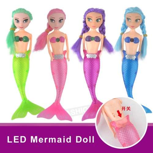 Mermaid doll with flashing LED light (5 piece) - Colours randomly sent!