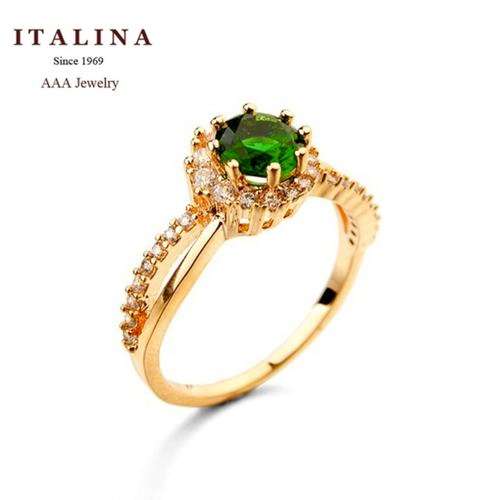 STUNNING WEDDING/ENGAGEMENT RING Rose Gold Plated Swiss Crystal Setting Emerald CZ Diamond