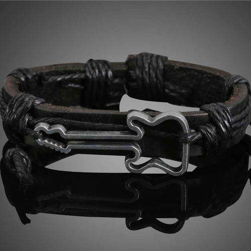 Black Trendy Guitar Shape Girl / Boy Braid Bracelet
