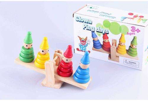Educational Wooden Clown Stacker and Rocker