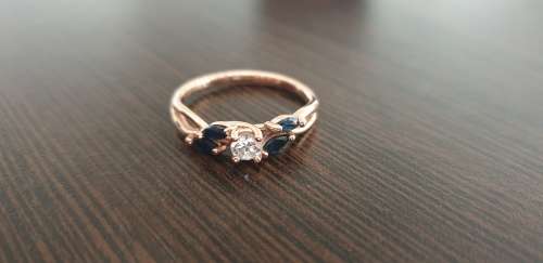Willow Diamond Ring with Sapphire Accents