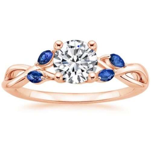 Willow Diamond Ring with Sapphire Accents