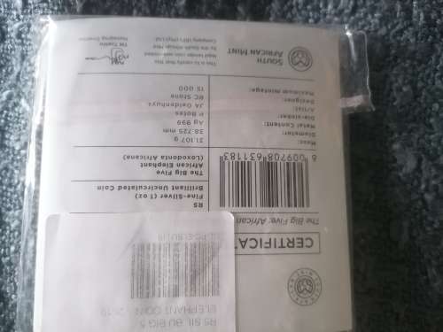 2019 Silver R5 Brilliant Uncirculated 1oz Coin Big 5 Elaphant South Africa