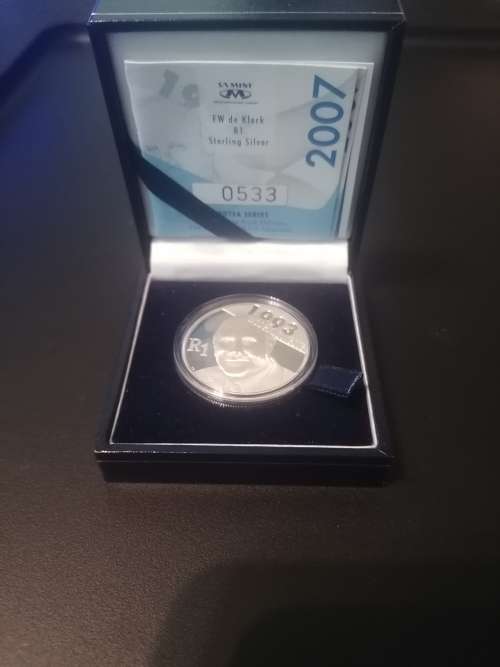 2007 SA Silver R1 Proof F.W. De Klerk Coin