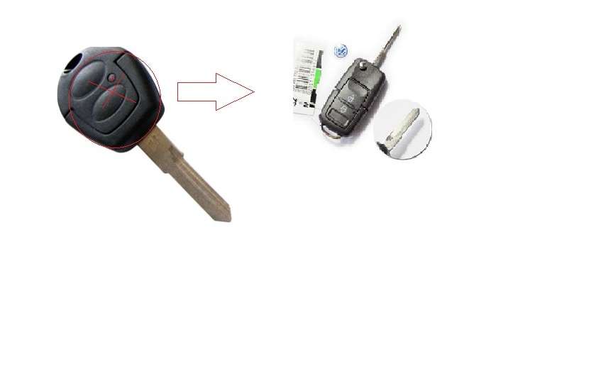 VW Golf 1 button flip remote key with left blade
