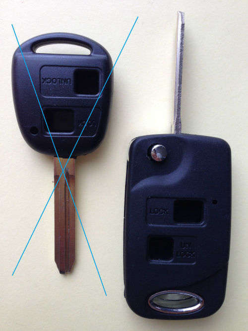 Toyota  Corrolla , Prado , Land Cruiser 2 Button Modified flip key shell