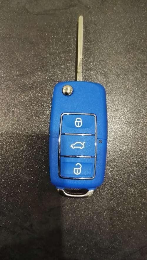 VW Polo / Golf  - 3 Button Waterproof Remote key shell (Blue )