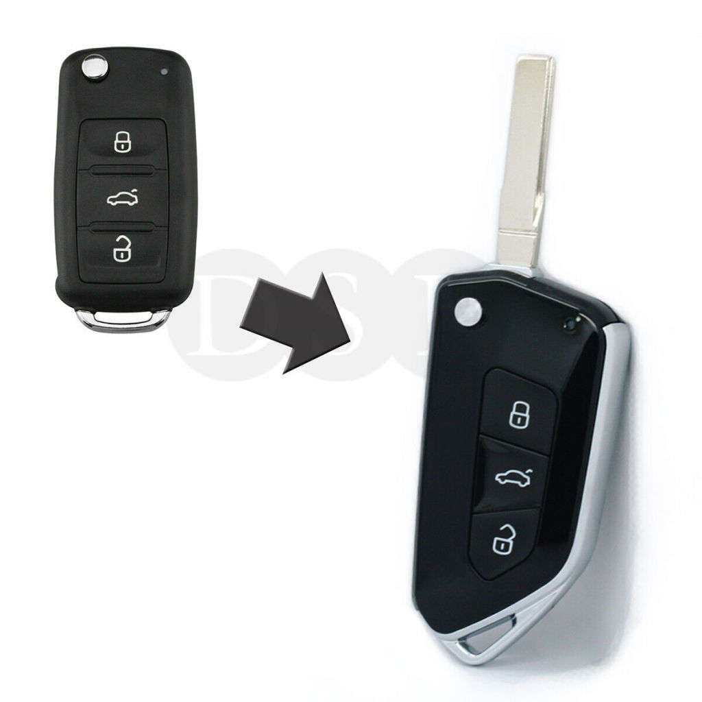 3 Button Golf 8 Style Modified Flip Shell Folding Remote Shell Car Key Case for  Golf Tiguan Polo