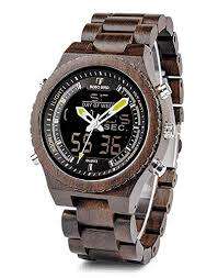 BOBO BIRD Digital Dark Woods Luminous Hands Mens Watch