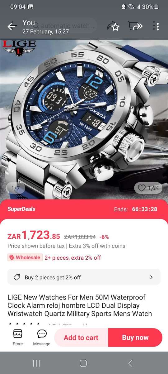 Lige Foxbox mens Wristwatch Black