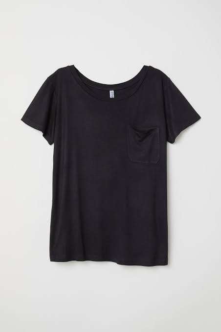 Black ladies T shirt with pocket Size Large