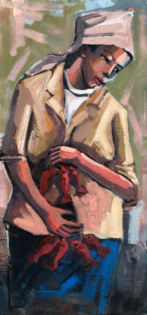 Stunning Itai Vangani original oil painting (61 x 29 cm). Investment art.