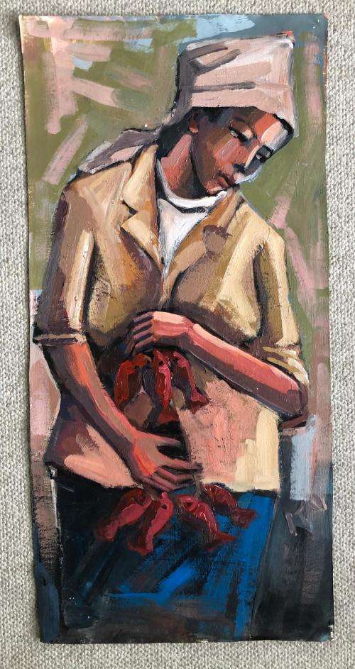 Stunning Itai Vangani original oil painting (61 x 29 cm). Investment art.