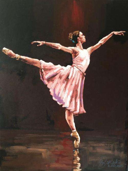 Magnificent Wakaba Mutheki original oil painting (61 x 45,5cm).