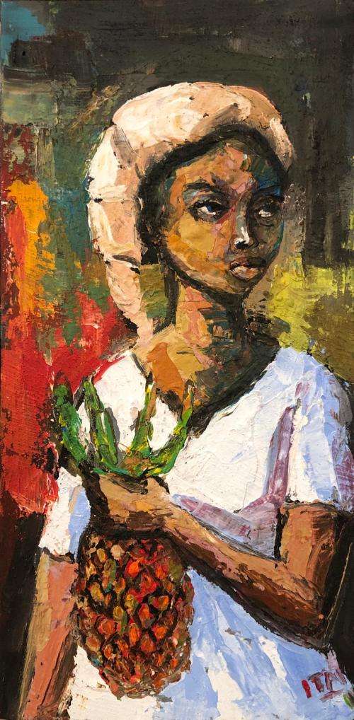 Fabulous Itai Vangani original oil painting (51 x 25 cm). Investment art.