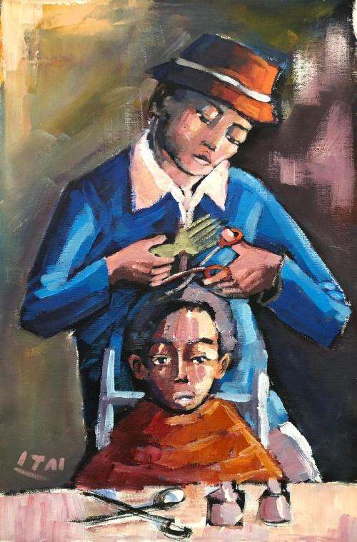 Lovely Itai Vangani original oil painting (30 x 45.5 cm). Investment art.