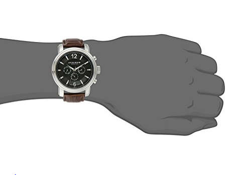 Akribos XXIV Men's  Swiss Quartz Movement Watch with Dark Gray Dial and Brown Genuine Leath