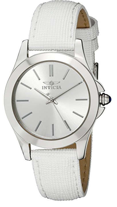 Invicta Women's  "Angel" Stainless Steel and White Leather Watch