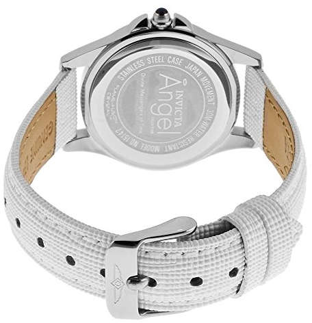 Invicta Women's  "Angel" Stainless Steel and White Leather Watch