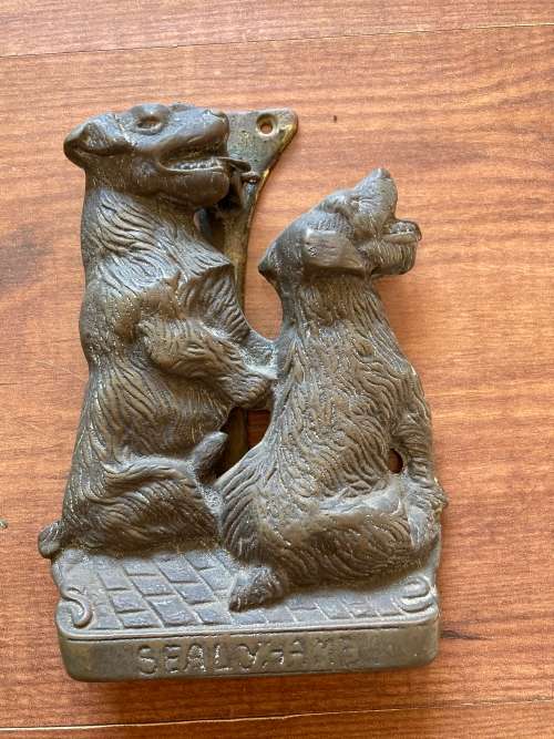 Vintage Brass Door Knocker Sealyham Terrier Dog