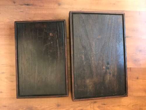 Set Of Vintage Hand Carved Serving Trays