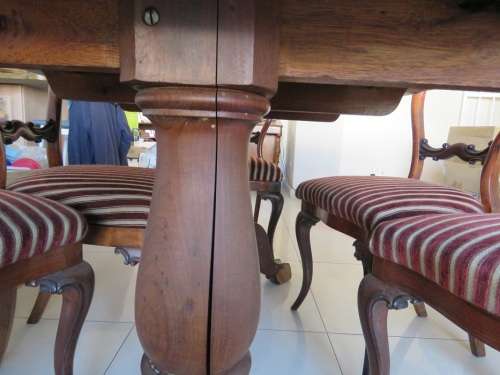 Imbuia 6 seater Dining Table with Glass top. Excludes the chairs