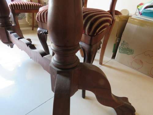 Imbuia 6 seater Dining Table with Glass top. Excludes the chairs