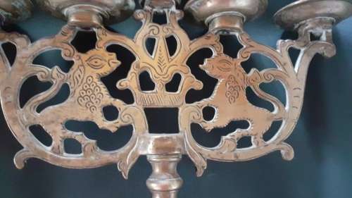 Rare magnificent Brass Lion of  Judah 18th century candelabra (Ethiopia?). Measurement 60 cm heig