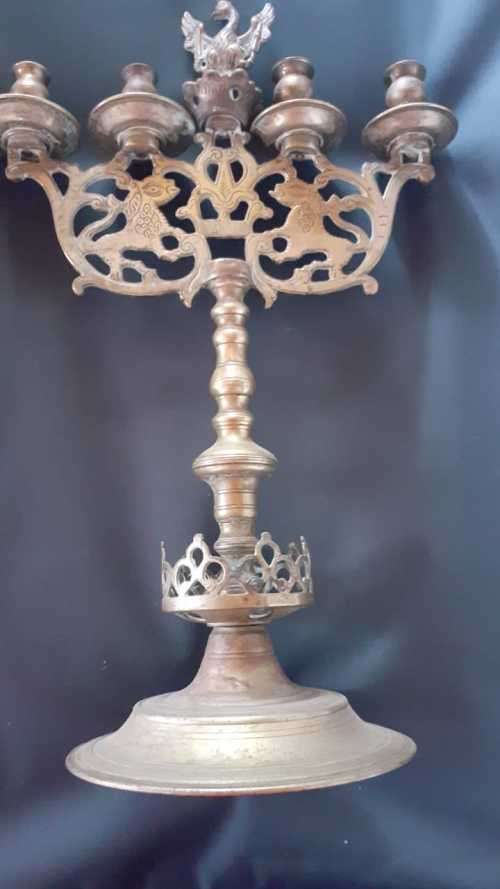 Rare magnificent Brass Lion of  Judah 18th century candelabra (Ethiopia?). Measurement 60 cm heig