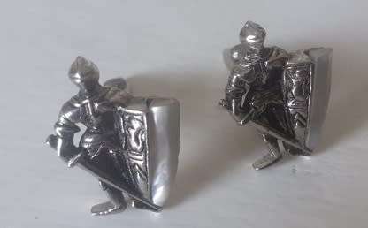Vintage Stratton Knights in Armour Cufflinks in mother of pearl and silver, Excellent Condition