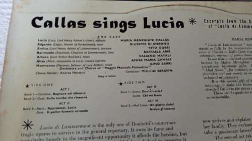 Maria Callas  Callas Sings Lucia Vinyl LP