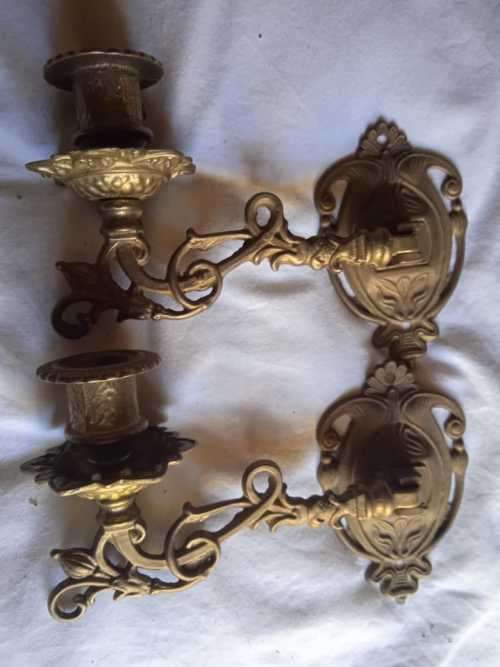 Pair Of Gorgeous Art Nouveau Brass Candlesticks For Piano